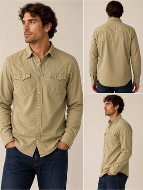 Ralph Lauren Tan Casual Button-Down Western Shirt